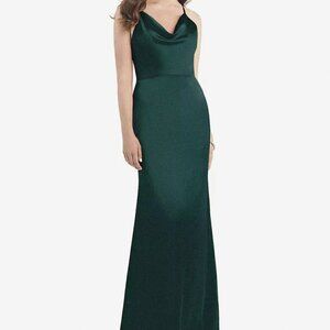 Dessy Collection Green Cowlneck Crisscross Back Slip Maxi Dress Size 12R NWTF